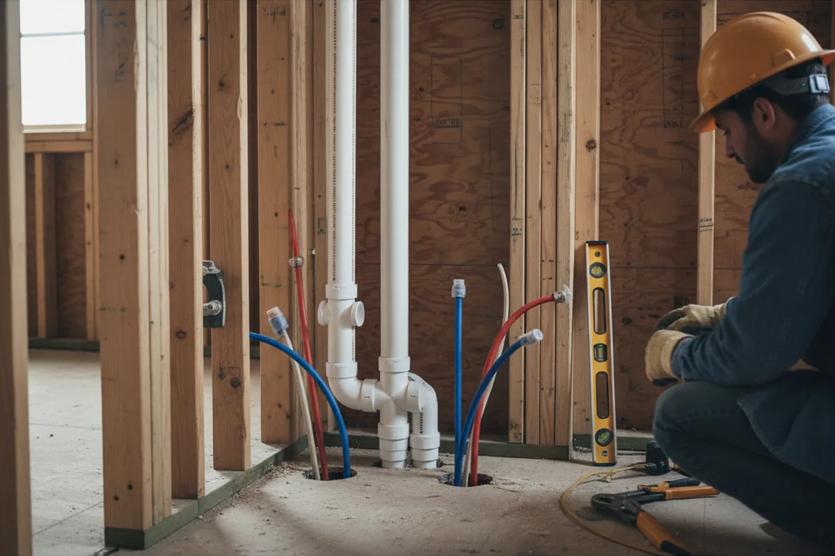 Drain and supply rough-in during Sump Pump Repair in Watsonville
